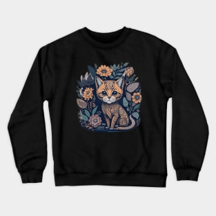 Feline Florals: Blend of Cat and Flowers Crewneck Sweatshirt